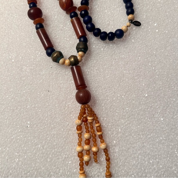 Vintage Ralph Lauren Multicolor Beaded Necklace w/Tassle - Picture 2 of 7